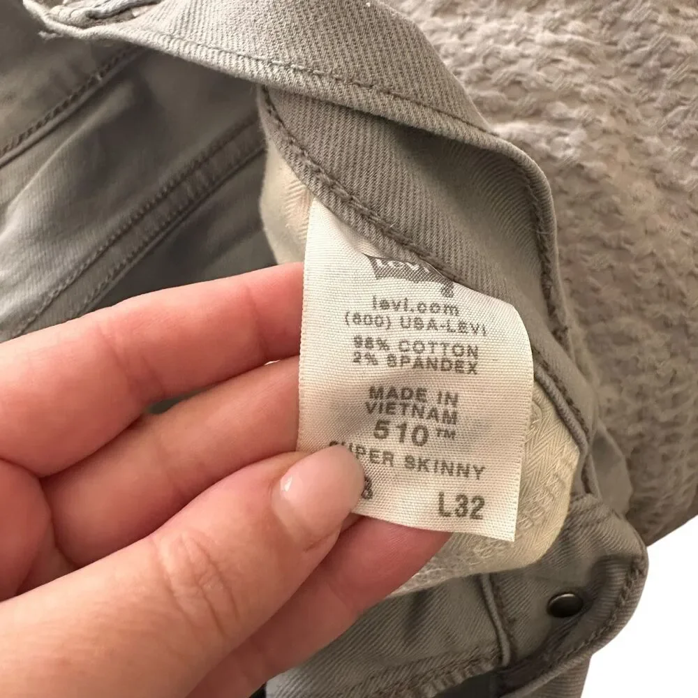 LEVI'S 510 Super‎ Skinny Denim Gray 33/32